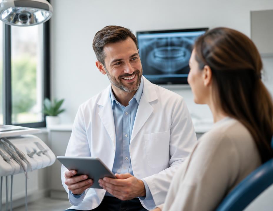Dentist discussing a treatment plan with a patient